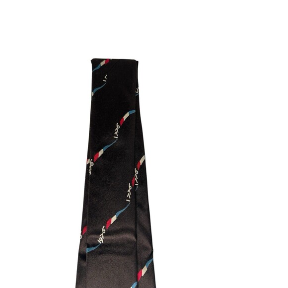 VINTAGE Bicentennial Necktie Dark Grey 1776 1976 Gino Pompeii Silk Made In Italy - Picture 6 of 16
